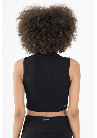 Maraton Active Slimfit Kadın Balıkçı Yaka Kolsuz Koşu Siyah Crop Top 22257 SIYAH Siyah