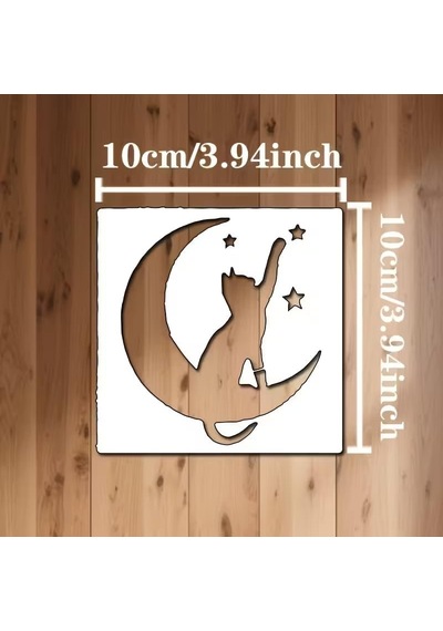 4 Adet Sevimli Kedi Şablonu, Yeniden Kullanılabilir, Duvar Boyama, Kumaş Boyama, Cam Sanatı