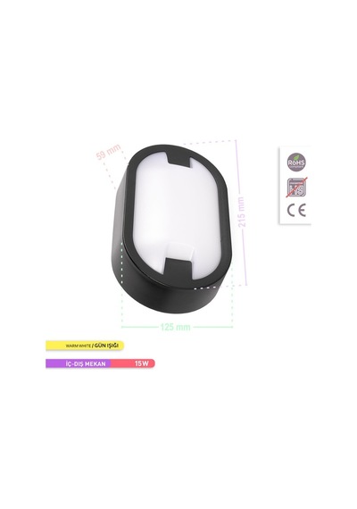 ACK 15W LED Duvar Armatürü 3000K Günışığı Bahçe Aydınlatması Diğer