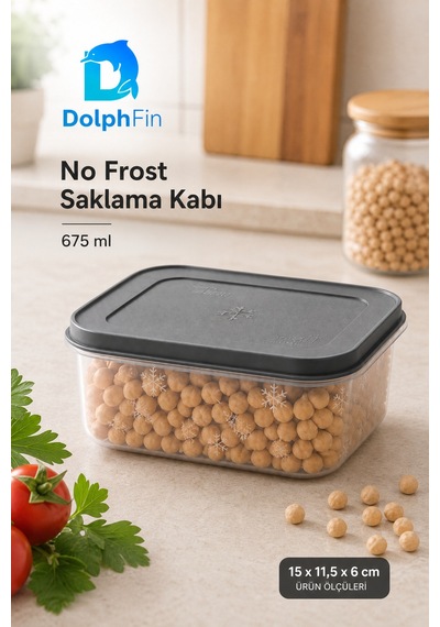 No Frost Saklama Kabı 675 Ml Siyah 15 11,5 6 Cm