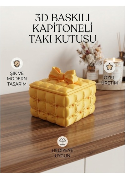 Kapitoneli Takı Kutusu Sarı
