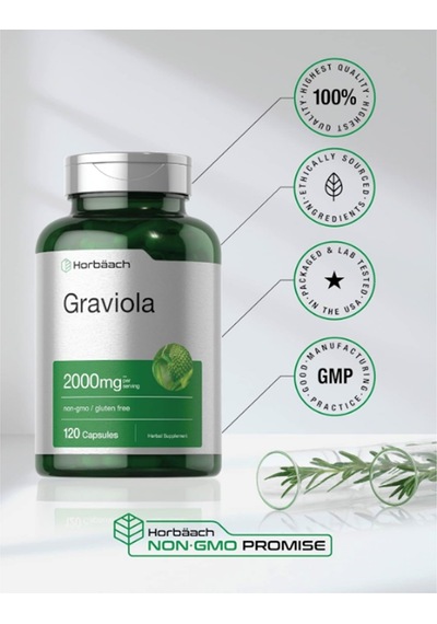 Horbäach Graviola Extract 2000 Mg 120 Capsules.usa.4037