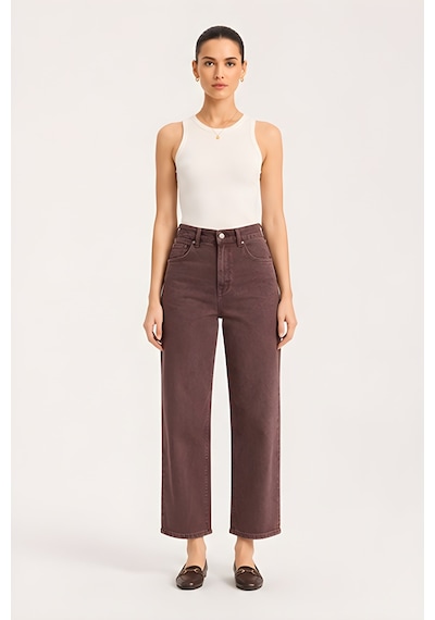 Lili Woman Kadın Kahverengi Bol Paça Denim Pantolon Ty.msm01k
