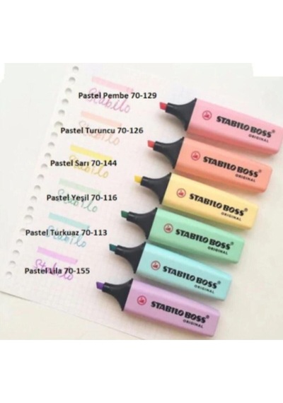 Boss Pastel Fosforlu Kalem Bütün Renk Seçenekleri Çok Renkli