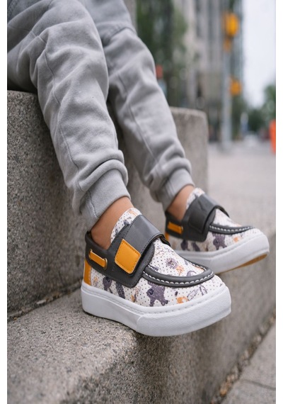Muggo Rabids Cırtlı Desenli Günlük Çocuk Sneaker Spor Ayakkabı Sarı