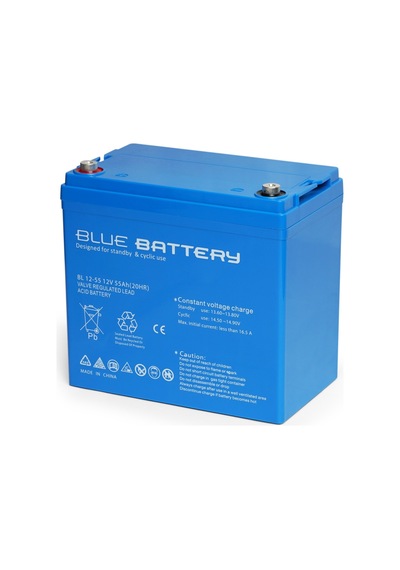 Blue Battery 12 V 55 Amper Bakımsız Kuru Akü Ups Aküsü