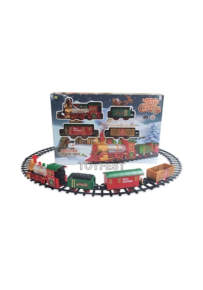 Renkli Christmas Yılbaşı Ağaç Dekoru İçin Işıklı Ve Sesli Classic Lüks Tren Seti
