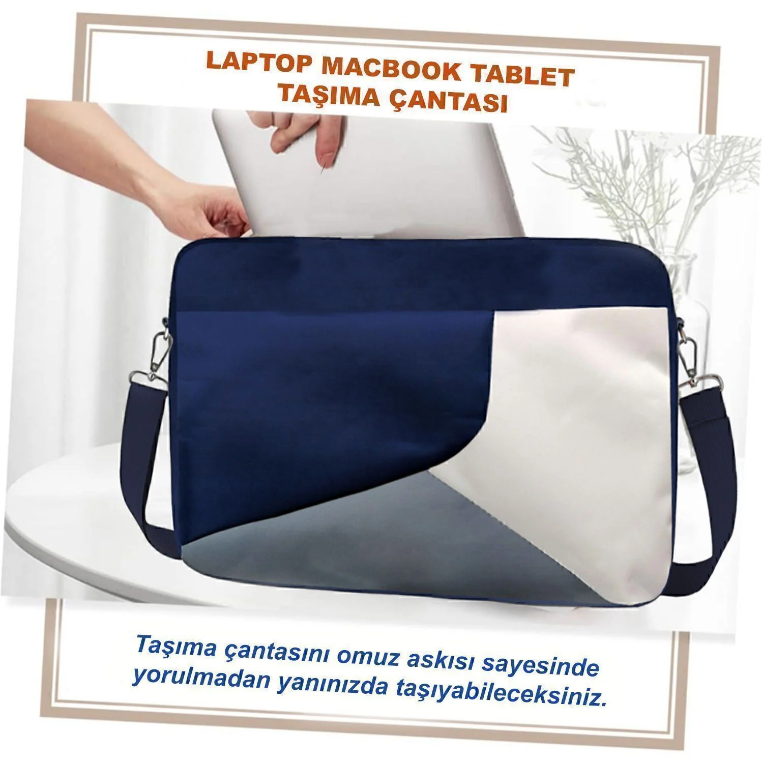 Microcase Honor Magicpad 4 12.3 İnch İle Uyumlu Tablet Çantası 2 Bölmeli Al4228 Lacivert Gri Krem Diğer
