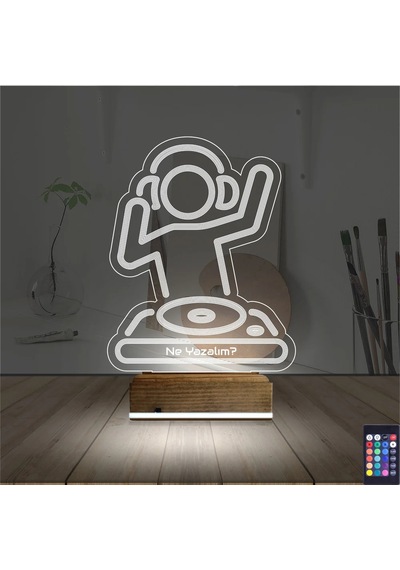 Luvivia Dj Mixer Kişiye Özel 3d Lamba - Masa Gece Lambası Şeffaf