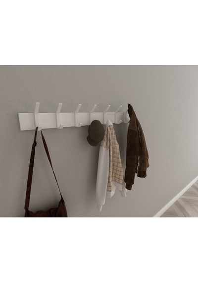 Hepsi3boyutlu Modern Duvar & Kapı Kanca Askılık - 7 Adet Beyaz Kanca Askılık - Model No : 1 Beyaz