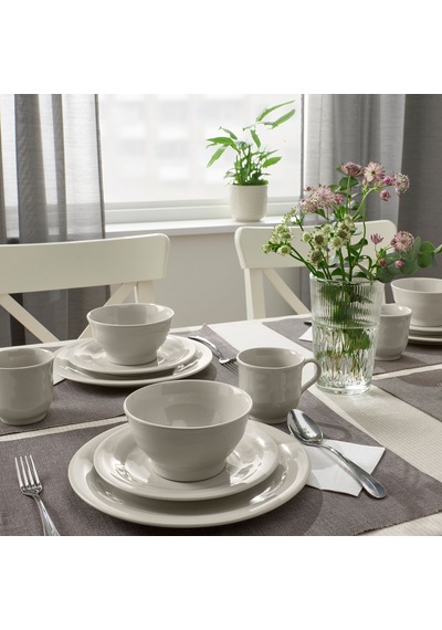 Ikea Sandskädda Yemek Takımı 4 Parça Açık Gri - Bej