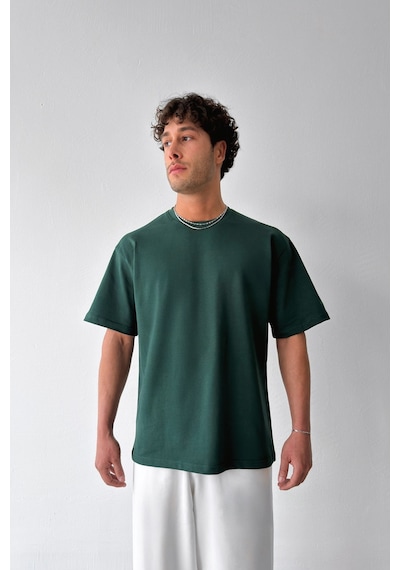 Flaw Atelıer Basic Oversize Fit Yeşil Tişört-29504