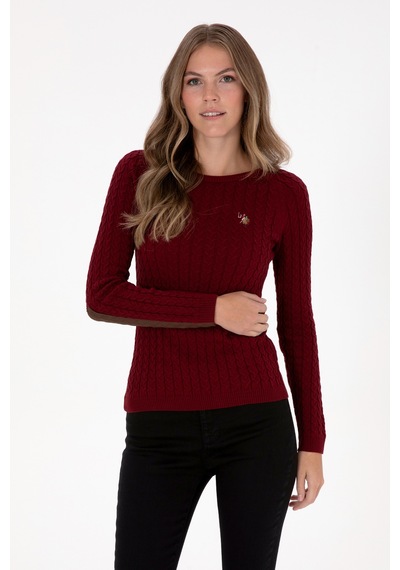 U.S. Polo Assn. Kadın Bordo Bisiklet Yaka Basic Kazak 50307728-VR014