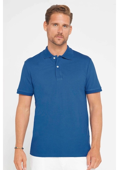 Tudors Erkek Slim Fit Dar Kesim %100 Pamuk İndigo Polo Yaka Tişört-32752 Indıgo İndigo