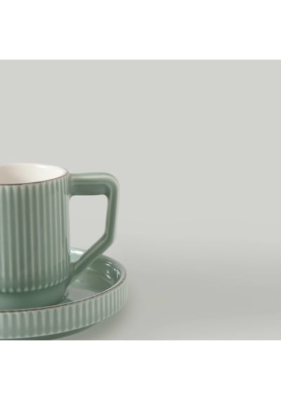 Linens Ciela Porselen 4'lü 90 Ml Kahve Fincan Takımı Mint Gümüş Mint Yeşili