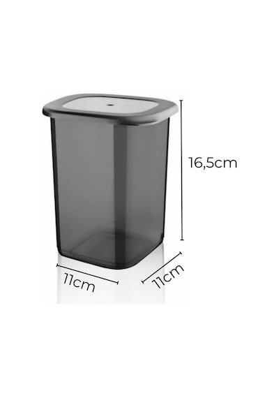 Etiketli 6'lı Antrasit Ekonomik Kırılmaz Saklama Kabı Seti 6x1,2 Lt. Antrasit
