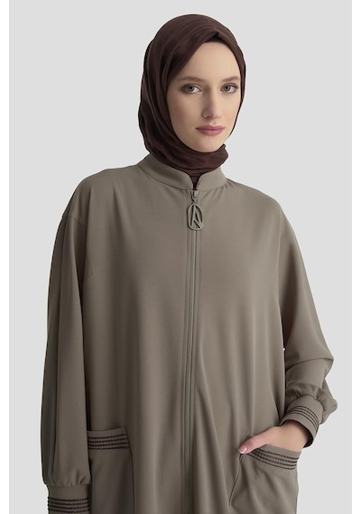 Armine Trend Kolları Ribanalı Boydan Fermuarlı Cepli Giy Çık Vizon 25kt557