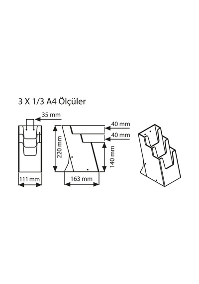 3 Katlı 1/3 A4 Masaüstü Broşürlük 10lu Paket