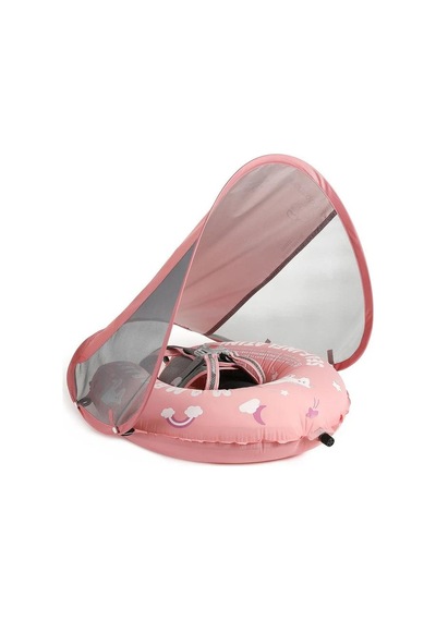 Mambobaby Yüzme Simidi - Pink Unicorn, Emniyetli, Gölgelikli Ve Ayak Destekli