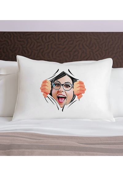 Bk Gift Kişiye Özel Karikatür Tasarımlı Pamuklu Yastık Kılıfı-2 50x70cm , Sevgiliye , Ev si, Tasarım Ev Tekstili