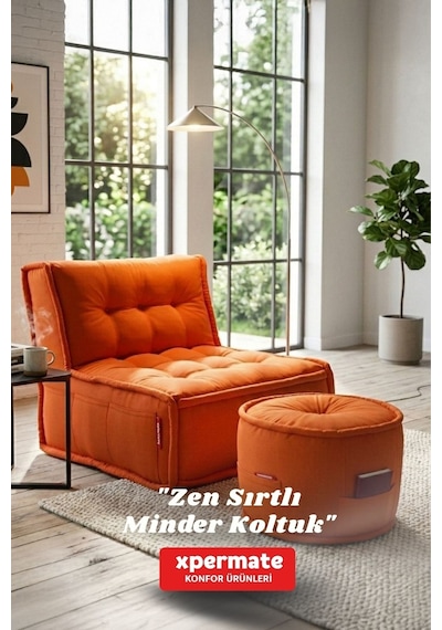 Xpermate Zen Sırtlı Minder İskandinav Tarzı Minder 80x60 Kremit