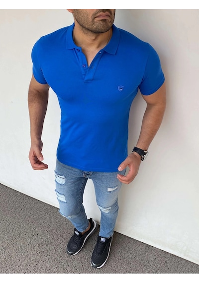 Modefendi Slim Fit Polo Yaka Pamuklu Tshırt Mavi