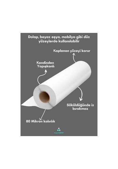 Beyaz Yapışkanlı Folyo 50x600 Cm, Çok Amaçlı, Hızlı Ve Kolay Uygulama