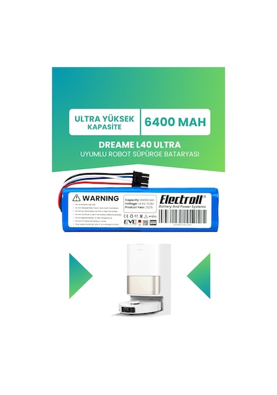 Dreame L40 Ultra Uyumlu Batarya Ultra Yüksek Kapasite 6400mah Pil Robot Süpürge Bataryası