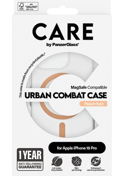 Flagship Apple Uyumlu iPhone 16 Pro Magsafe  Urban Combat Şeffaf-şeftali Telefon Kılıfı Bej