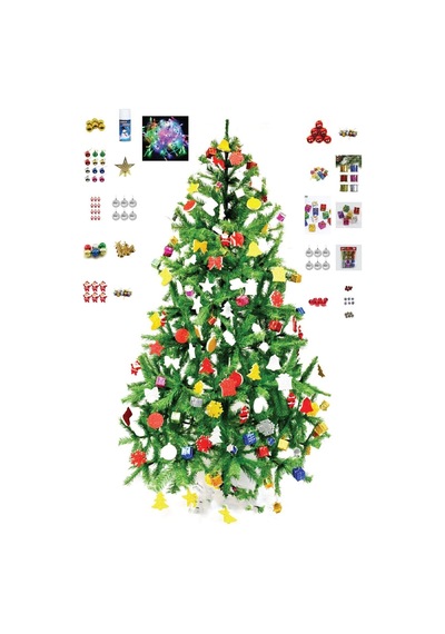 Pazarız Yılbaşı Seti 150 Cm Çam Ağaçı 21 Ad Süsleri Mini Paket