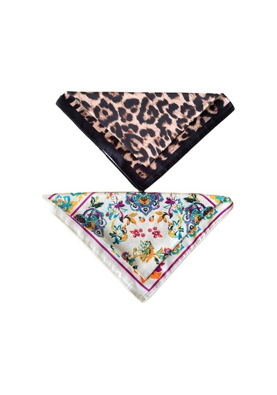 2 Li Saten Bandana Seti Saten Fular Saten Çanta Aksesuarı Özel Desen Bandana 45x50 Cm Grafit