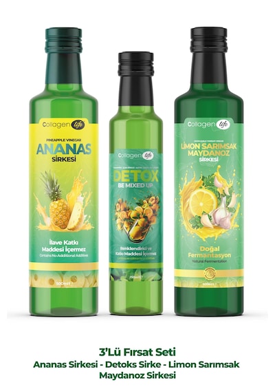 Collagen Life Limon Sarımsak Maydonoz - Detox Mix Up - Ananas Sirkesi Fırsat Seti