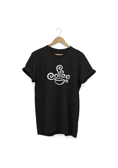 Kahve Baskılı Siyah T-shirt Siyah