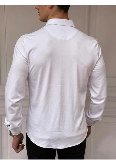 Modefendi Slimfit Merserize Pamuk Uzun Kollu Gömlek Beyaz