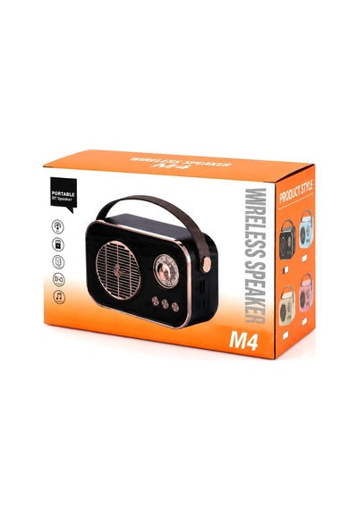 Platoon Pl-4641 Hoparlör Ve Speaker Dc 5v Işıklı Wireless Usb Şarjlı Renkli Kasa Bronz Çerçeve Tf