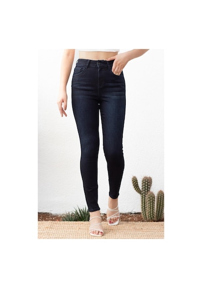 Kadın Süper Skinny Fit Esnek Likralı Yüksek Bel Denim Jean Kot Pantolon Yenijennie-blue Black-k 001