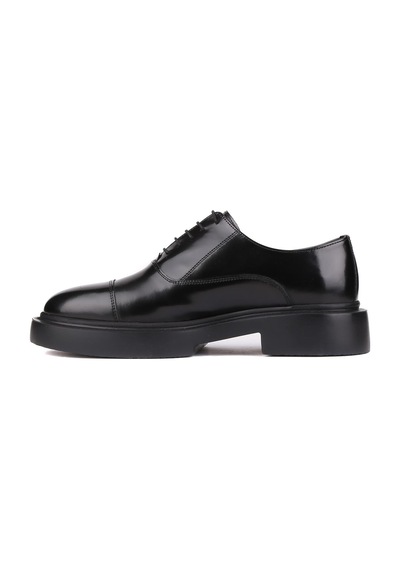 Shoetyle - Siyah Açma Deri Bağcıklı Erkek Klasik Ayakkabı 250-2014-781-siyah Siyah