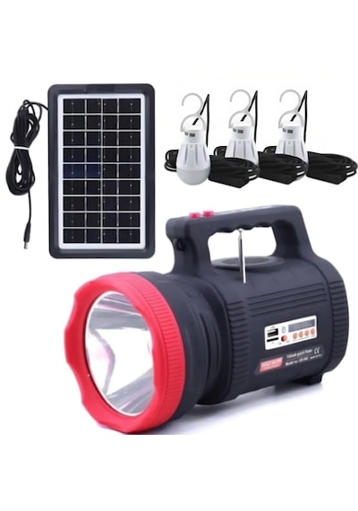 Güneş Enerjili Bt Radyolu 15 W El Fenerli 3 Ampullü Aydınlatma Ci