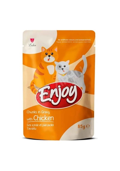 5 Adet Enjoy Pouch Sos İçinde Et Parçacıklı Tavuklu Yetişkin Kedi Maması 85 Gr