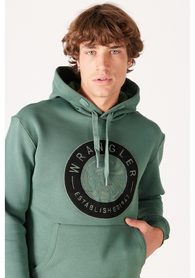 Wrangler Regular Fit Normal Kesim Kapüşonlu İçi Polarlı Yeşil Sweatshirt