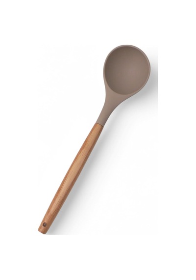 Bambu Saplı Silikon Kepçe, Bambu Uzun Silikon Çorba Ve Sos Kepçesi 27cm 3 Renk Seçenekli Taba