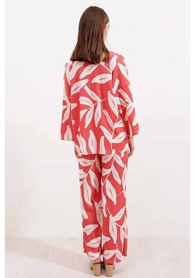 Bigdart Gabria Desenli Kimono Takım Nar Çiçeği