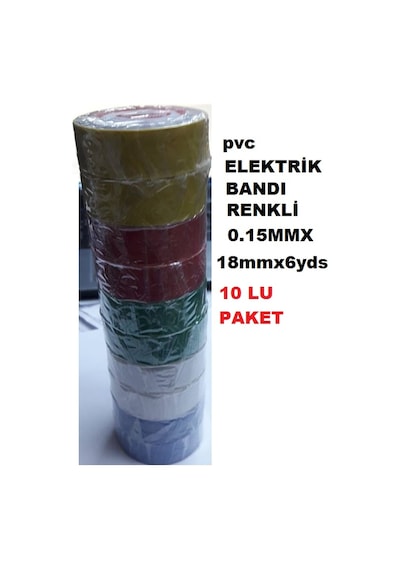 Elektrik Bandı İzola Bant 10 Adet Bant Renkli 5 Renk 1 Paket
