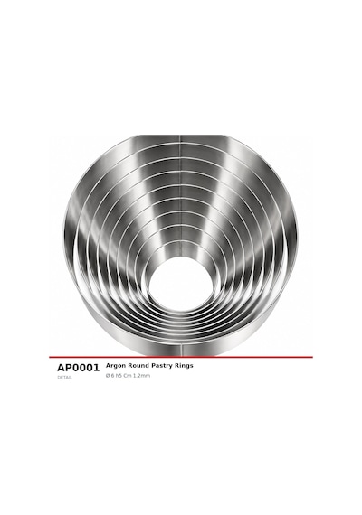 Fida Pasta Çemberi Yuvarlak Argon 1,2mm Yükseklik 5 Cm Paslanmaz Ø25 Cm Inox