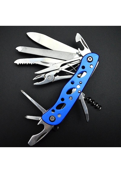 Valkyrie Çok Amaçlı İsveç Outdoor Kamp Çakısı 111mm Büyük Boy - Paslanmaz Çelik Mavi Mavi