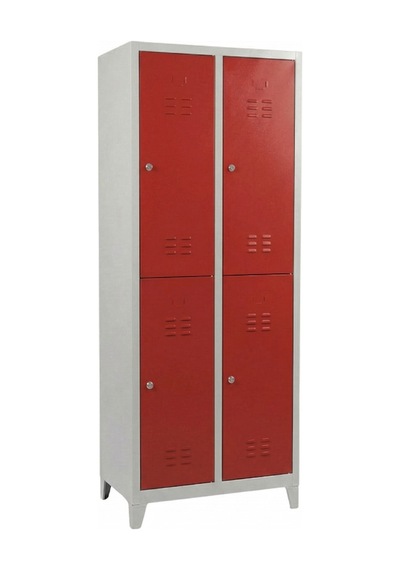 4 Gözlü Standart Soyunma Dolabı Kırmızı 80x40x198