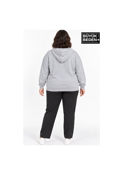 Süperlife Kadın Büyük Beden Fermuarlı Kapüşonlu Cepli Sweatshirt Hırka Rahat Kalıp Spr26bhrk961 Gri Süperlife Kadın Büyük Beden Fermuarlı Kapüşonlu Cepli Sweatshirt Hırka Rahat Kalıp Spr26bhrk961 Gri