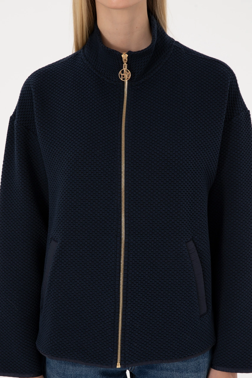 U.S. Polo Assn. Kadın Lacivert Fermuarlı Dik Yaka Sweatshirt 50314173-VR033