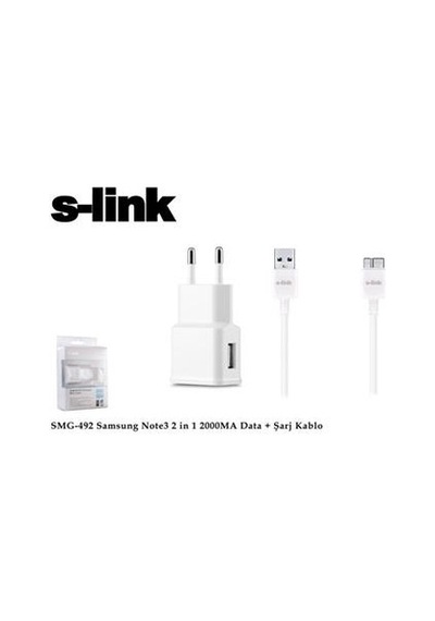 S-link Smg-492 2000mah Note 3 Şarj Kablo Priz Data Şarj Kablosu