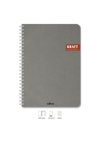 Kraft Ofis Defter Spiralli Çizgili Kum